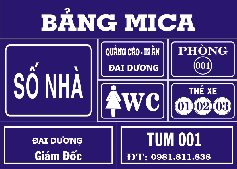 Bảng Mica, Bảng Công Ty, Bảng Số Nhà