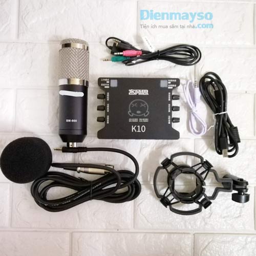 Bộ thu âm live stream Soundcard K10 và BM 900 hàng nhập khẩu
